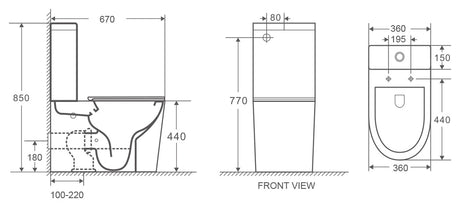PANI Back to Wall Toilet White 670 x 380 x 860mm