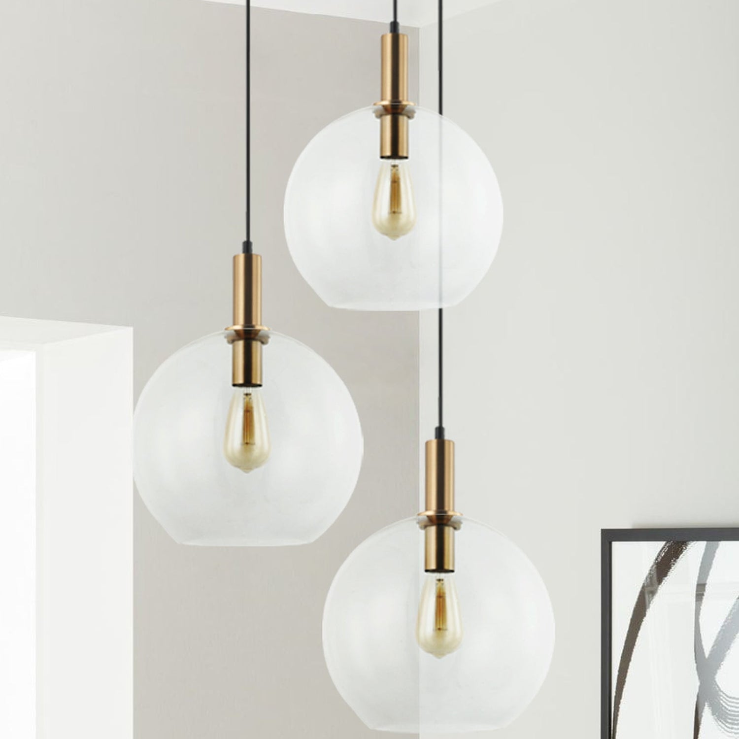 PATERA: Interior Glass with Extended Bronze Highlight Pendant Lights