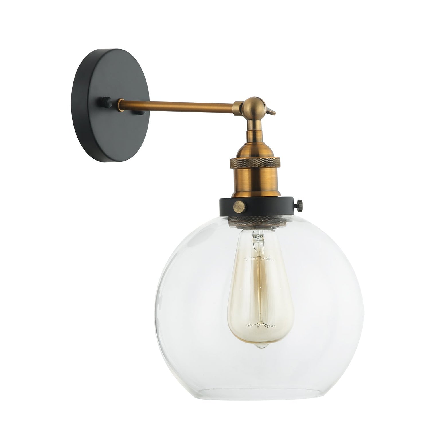 PESINI: Interior Swing Arm Glass with Antique Brass/ Chrome Highlight Wall Lights