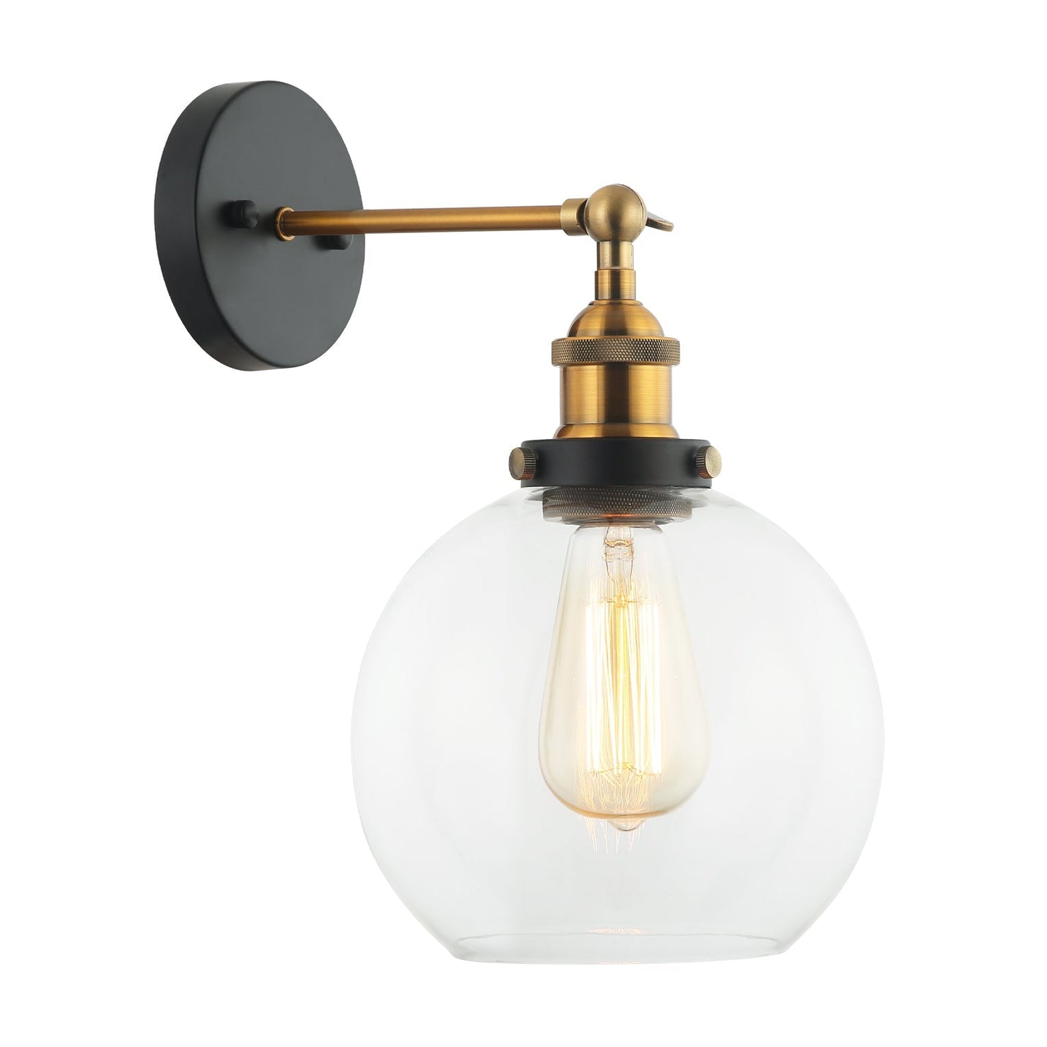 PESINI: Interior Swing Arm Glass with Antique Brass/ Chrome Highlight Wall Lights