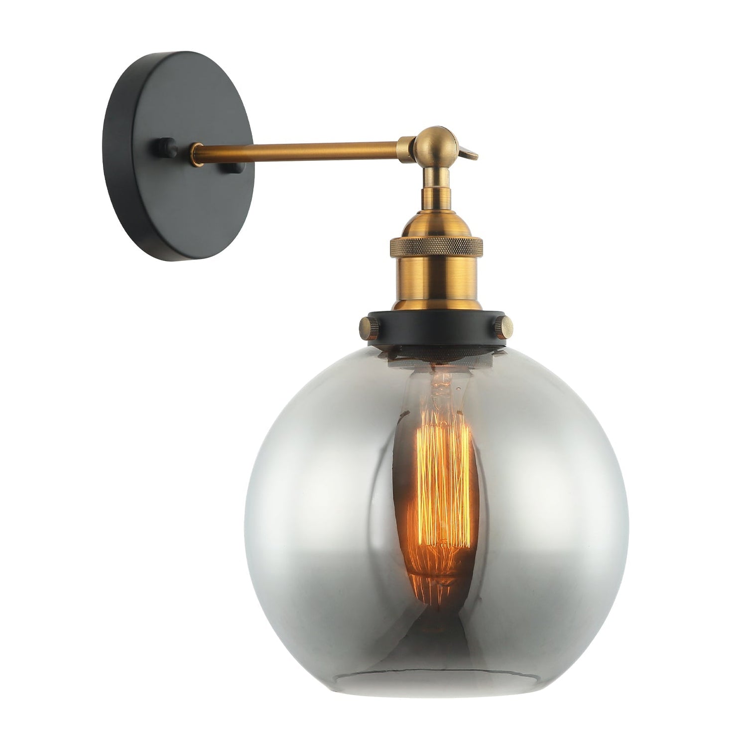 PESINI: Interior Swing Arm Glass with Antique Brass/ Chrome Highlight Wall Lights