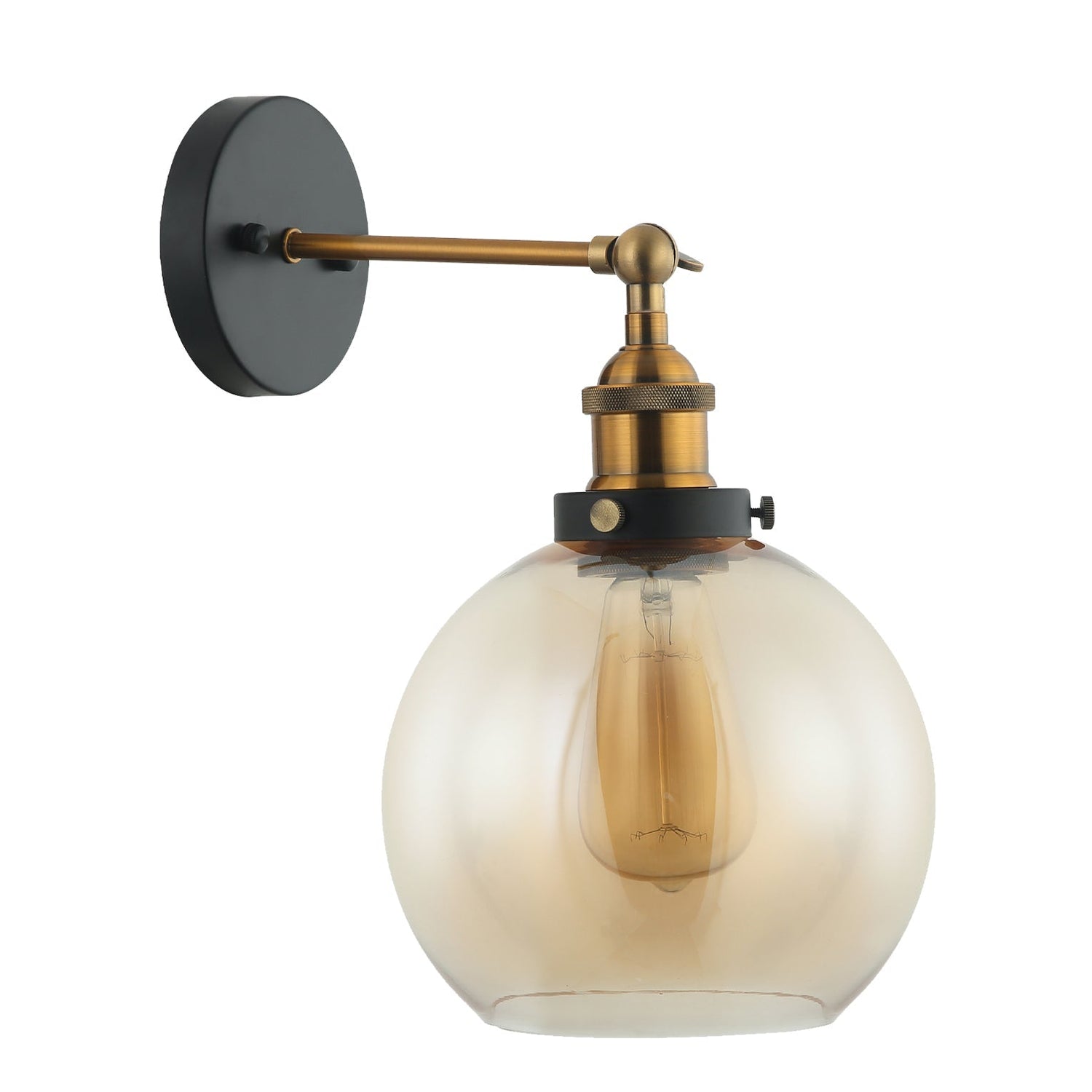 PESINI: Interior Swing Arm Glass with Antique Brass/ Chrome Highlight Wall Lights