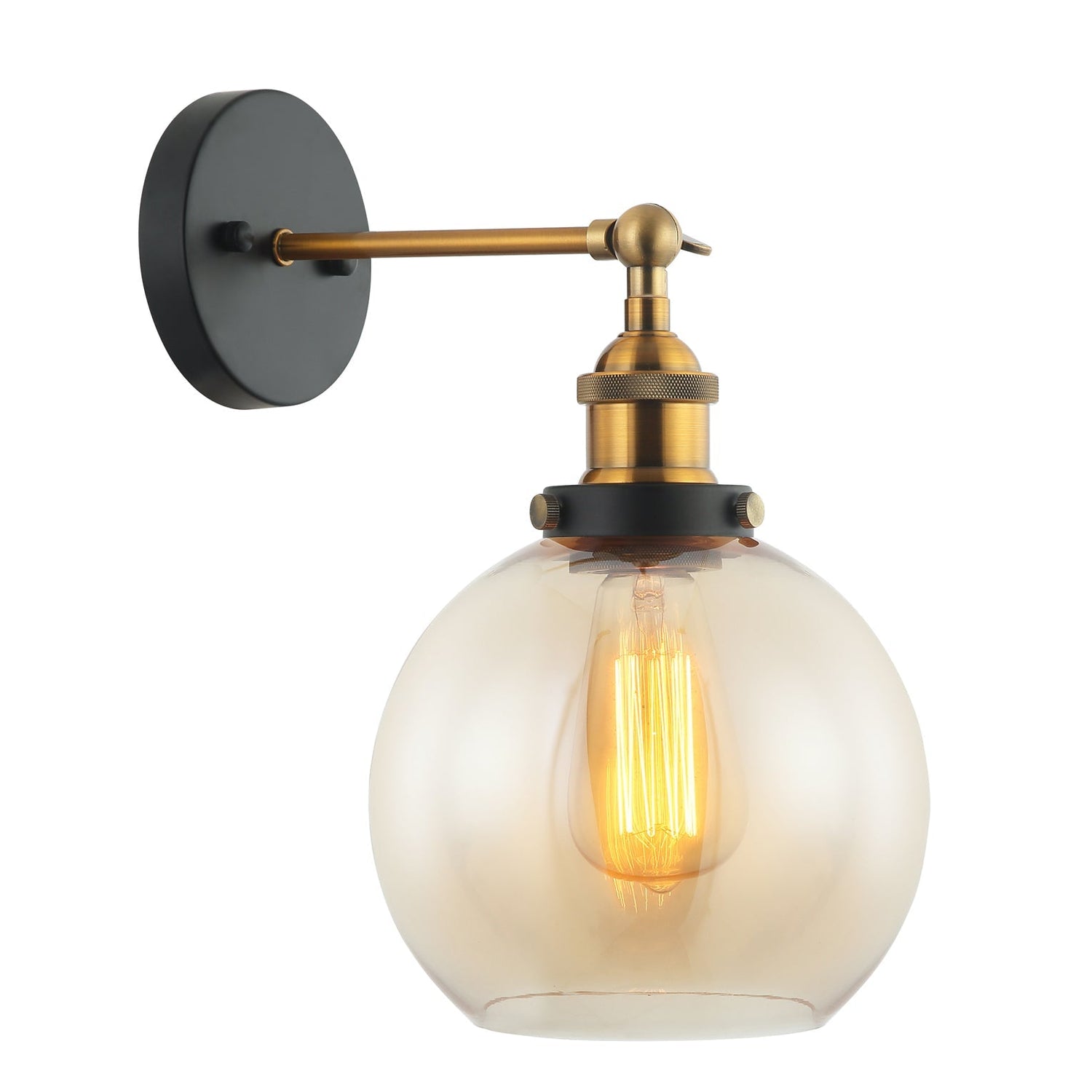 PESINI: Interior Swing Arm Glass with Antique Brass/ Chrome Highlight Wall Lights