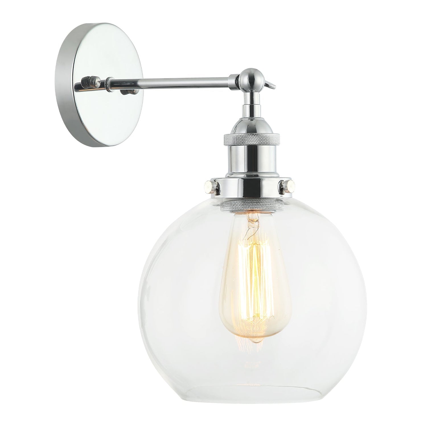 PESINI: Interior Swing Arm Glass with Antique Brass/ Chrome Highlight Wall Lights