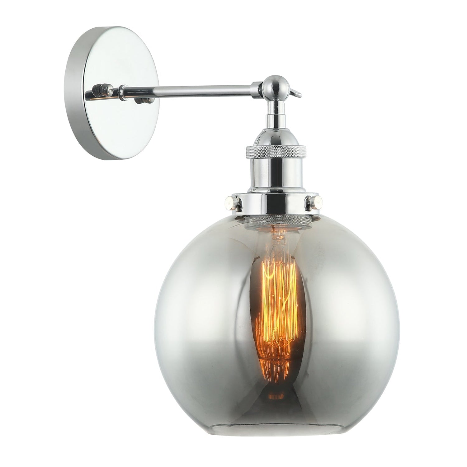 PESINI: Interior Swing Arm Glass with Antique Brass/ Chrome Highlight Wall Lights