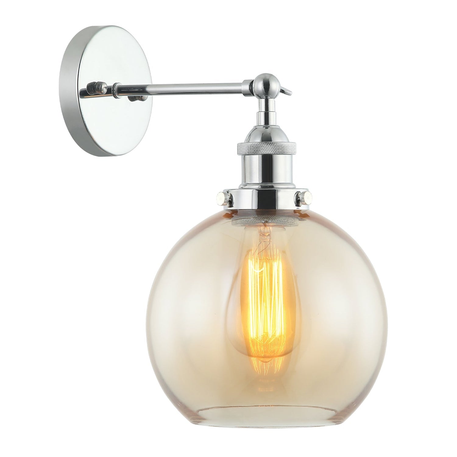 PESINI: Interior Swing Arm Glass with Antique Brass/ Chrome Highlight Wall Lights