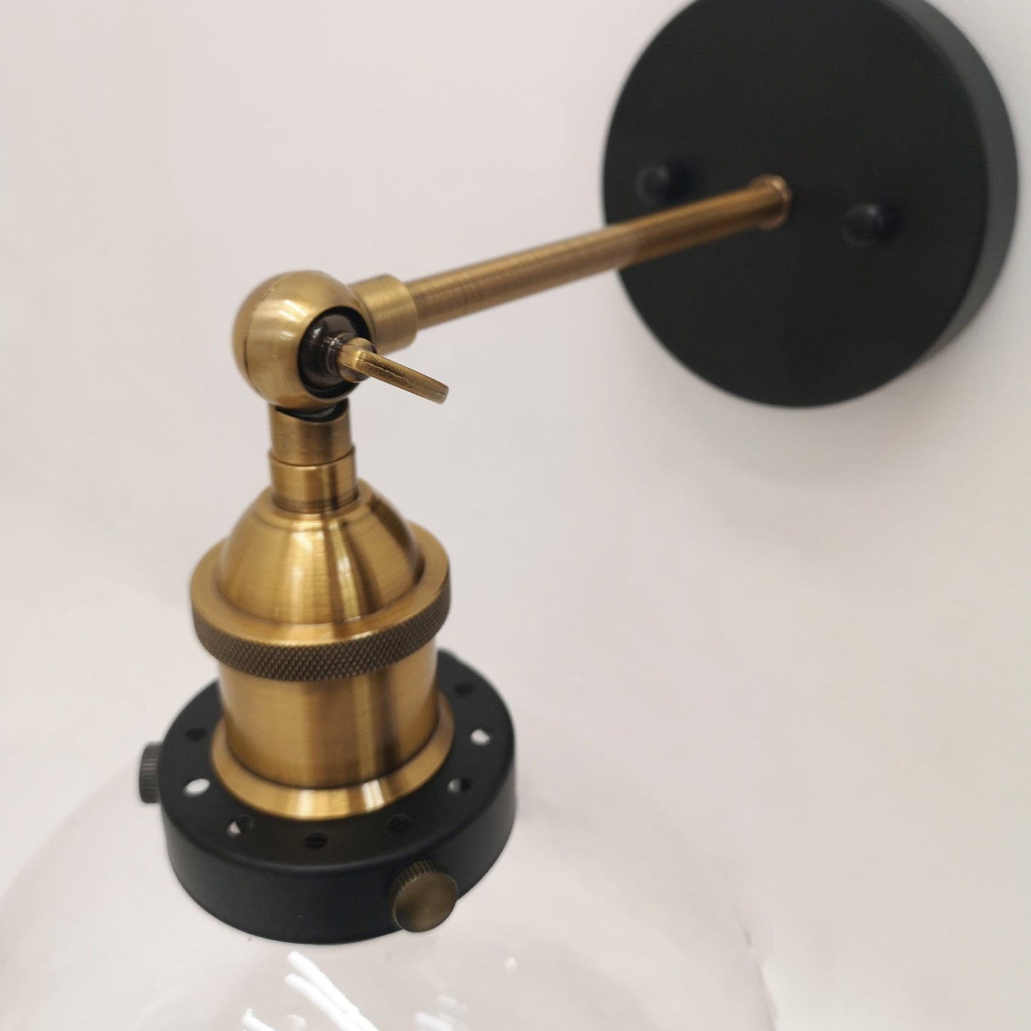 PESINI: Interior Swing Arm Glass with Antique Brass/ Chrome Highlight Wall Lights