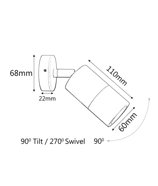 GU10 Exterior Wall Pillar Spot Lights (316 Stainless Steel) IP65
