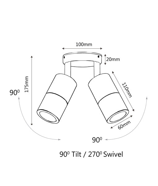 GU10 Exterior Wall Pillar Spot Lights (Matte Grey) IP65