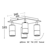 GU10 Exterior Adjustable Head Bar Lights (Black) IP44