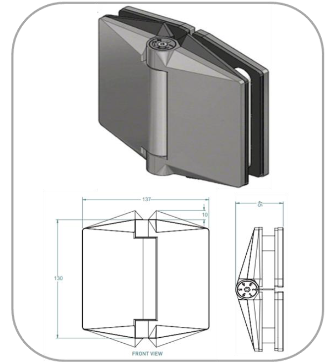 Hinge - Glass to Glass - Hydraulic Cut Out