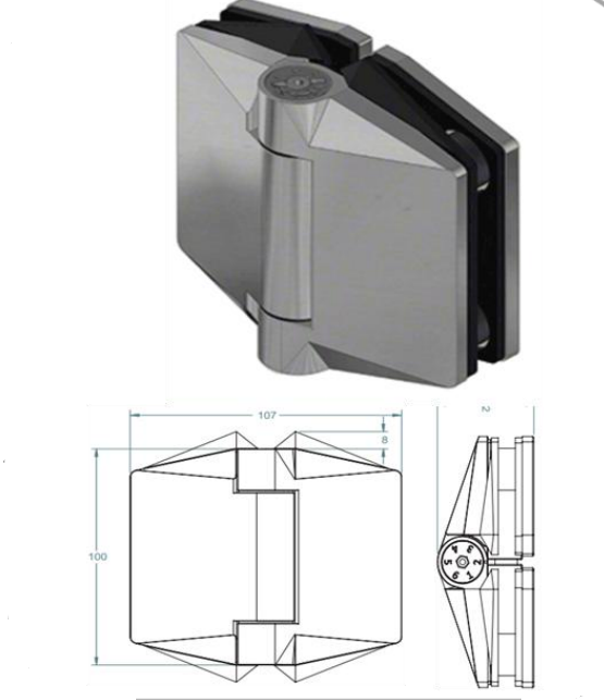 Pool Hinge - Glass to Glass - Polaris Self Closing