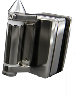 Pool Hinge - 180 ° Glass to Round Post - Heavy Duty Spring