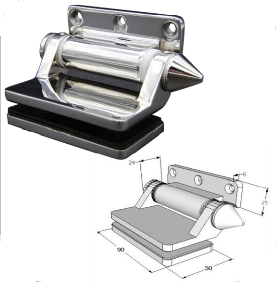 Pool Hinge - 90 ° Glass to Wall - Heavy Duty Spring