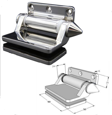 Pool Hinge - 90 ° Glass to Wall - Heavy Duty Spring