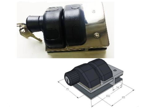Pool Latch -  180 ° Glass to Glass with Lock Kit 