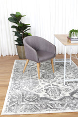 Ligures  White Grey Traditional Rug