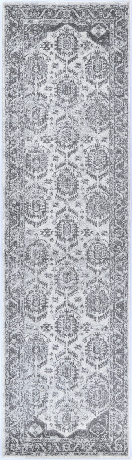 Ligures  White Grey Traditional Rug