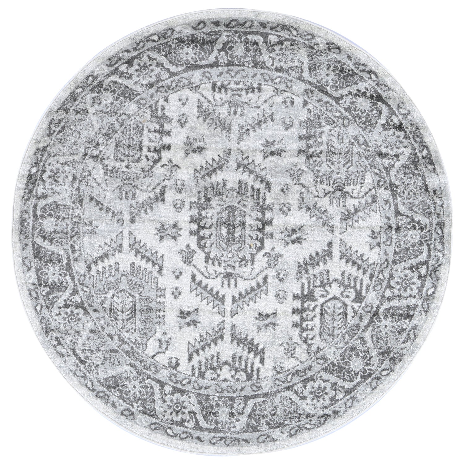 Ligures  White Grey Traditional Rug