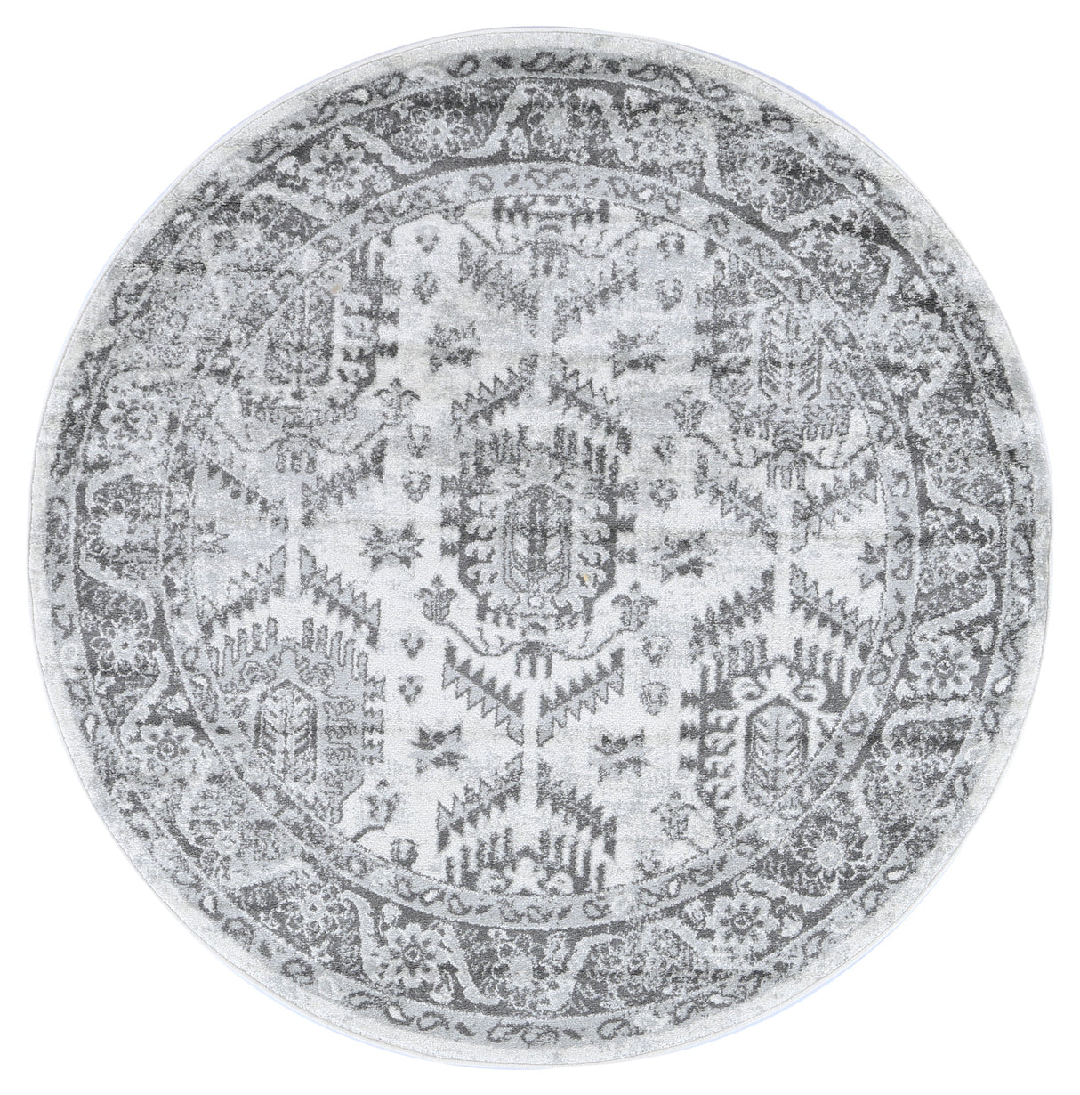 Ligures  White Grey Traditional Rug