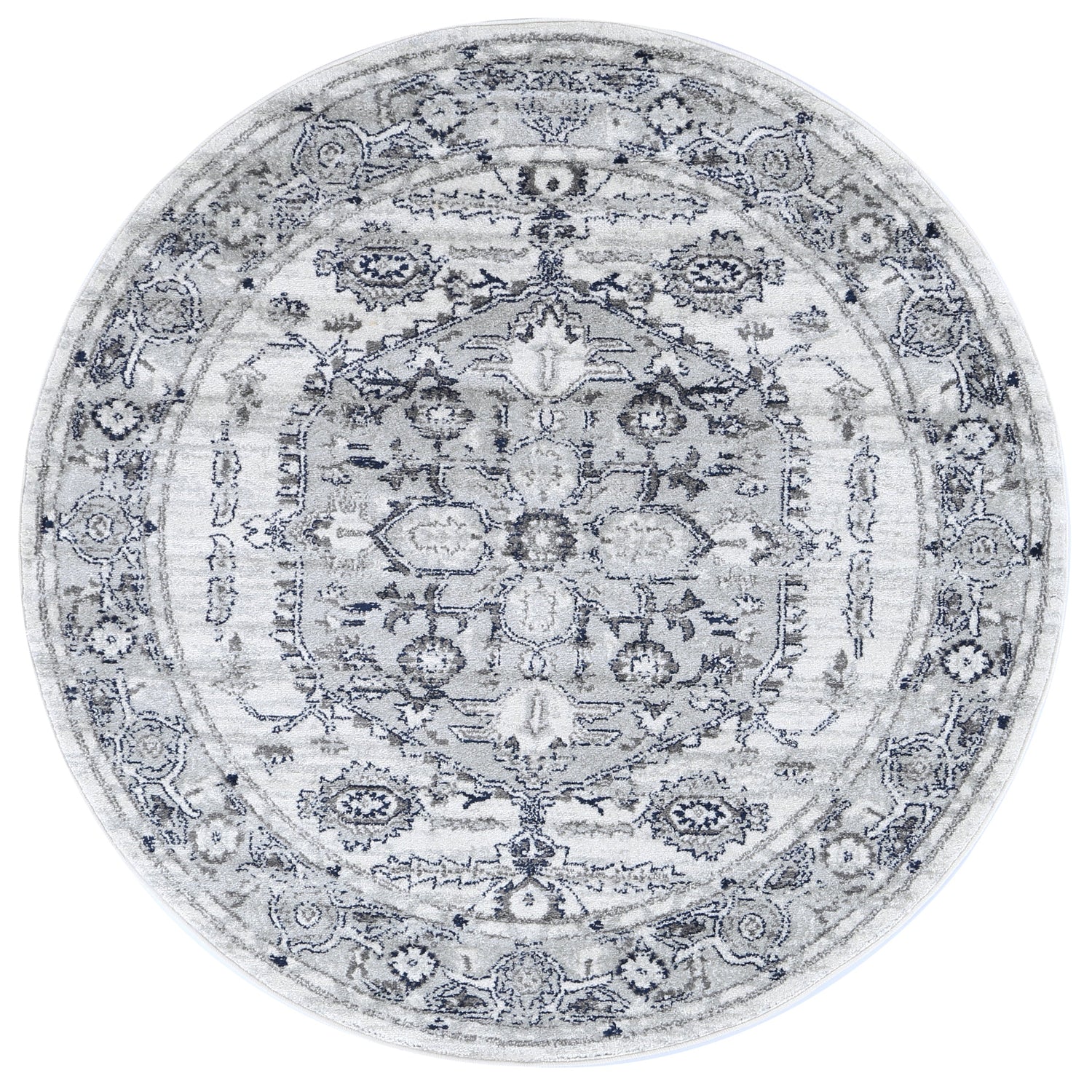 Ligures Grey White Rug