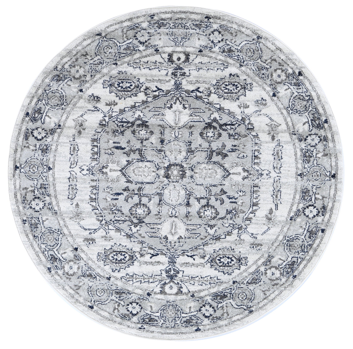 Ligures Grey White Rug