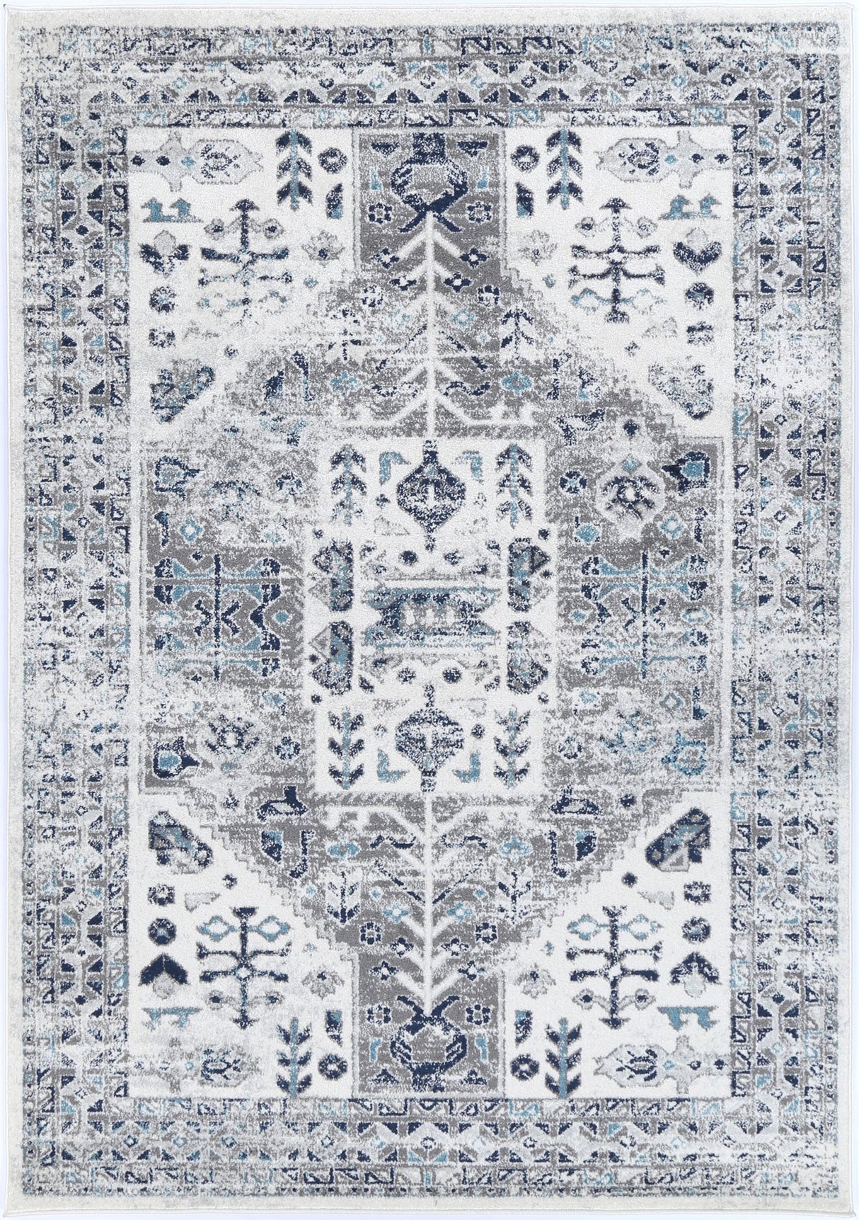 Ligures  Cream Blue Traditional Rug