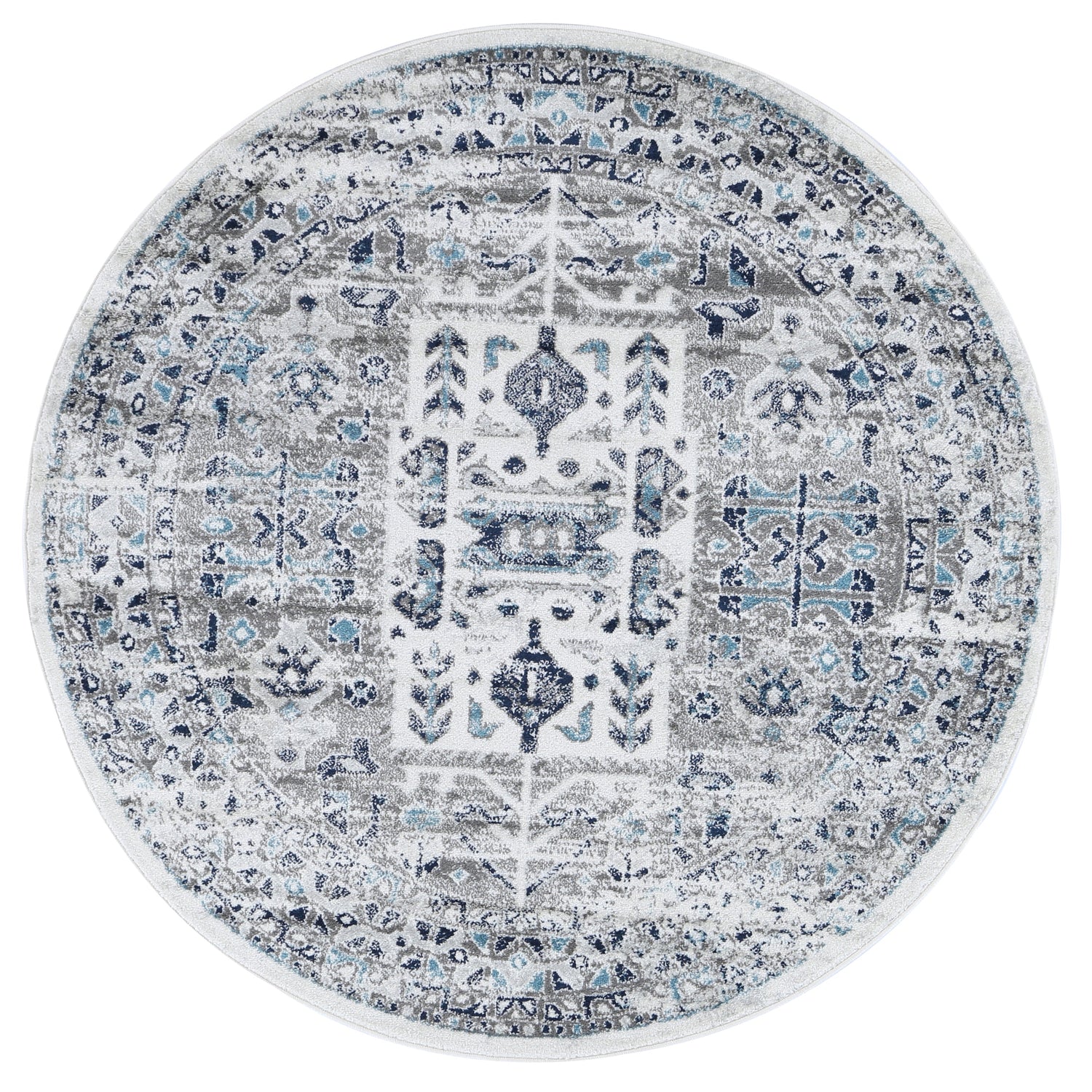 Ligures  Cream Blue Traditional Rug