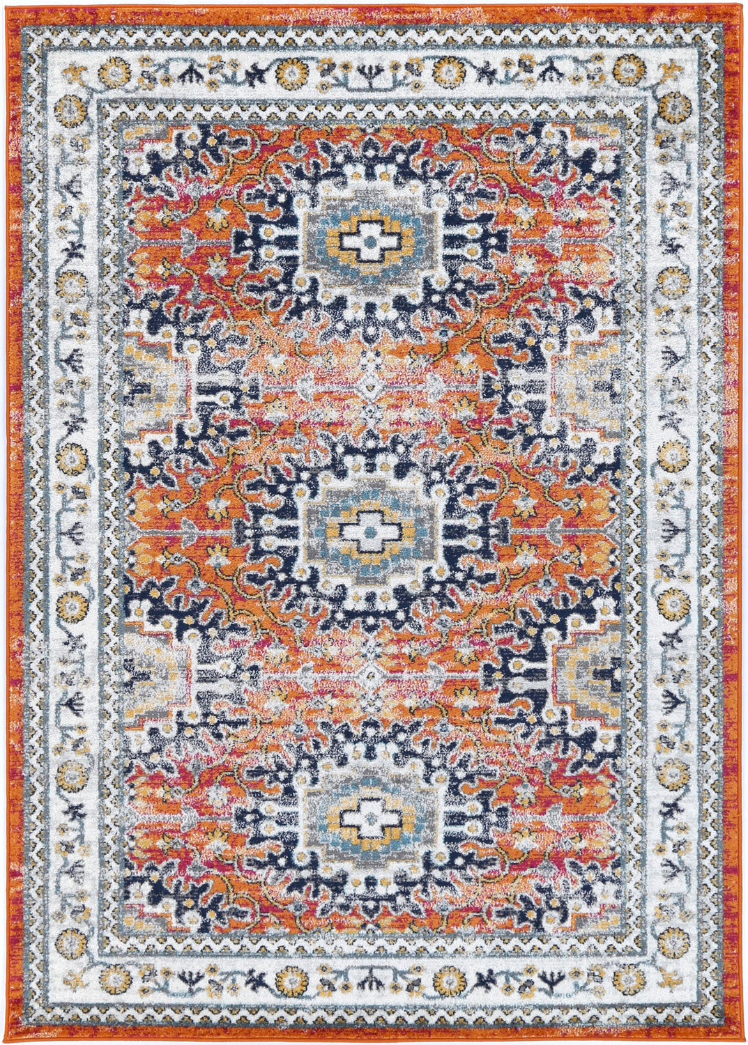 Ligures  Rust Multi Traditional Rug