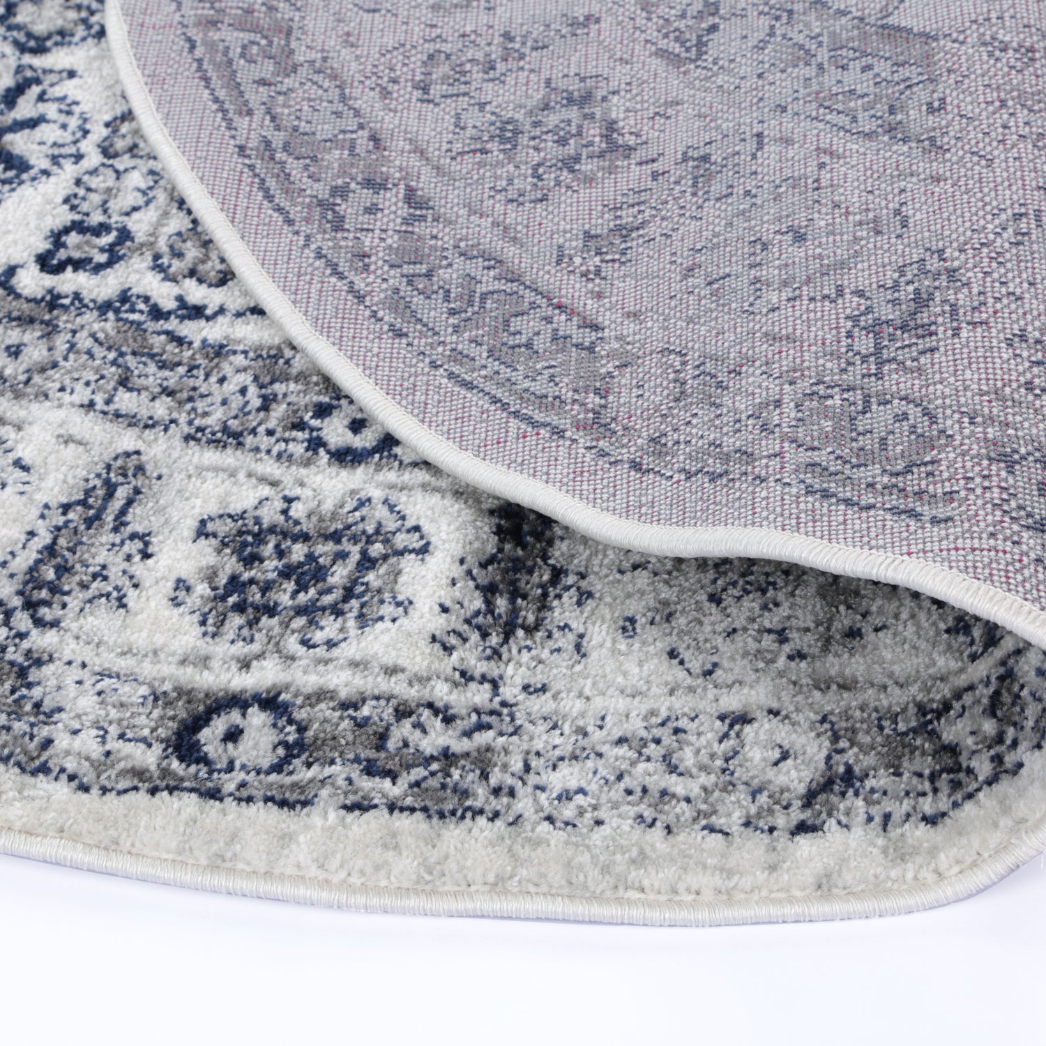 Ligures  Cream Navy Floral Rug
