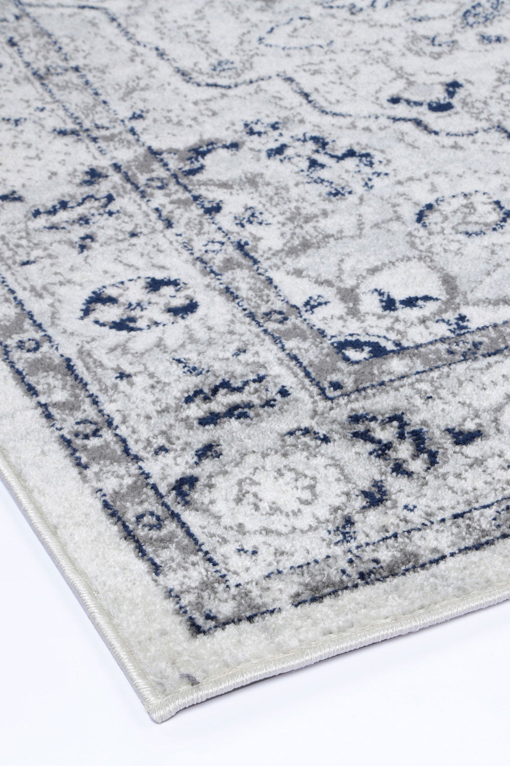 Ligures  Cream Navy Floral Rug