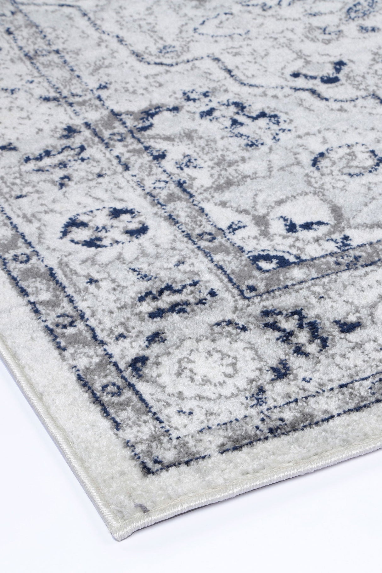 Ligures  Cream Navy Floral Rug