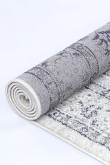 Ligures  Cream Navy Floral Rug