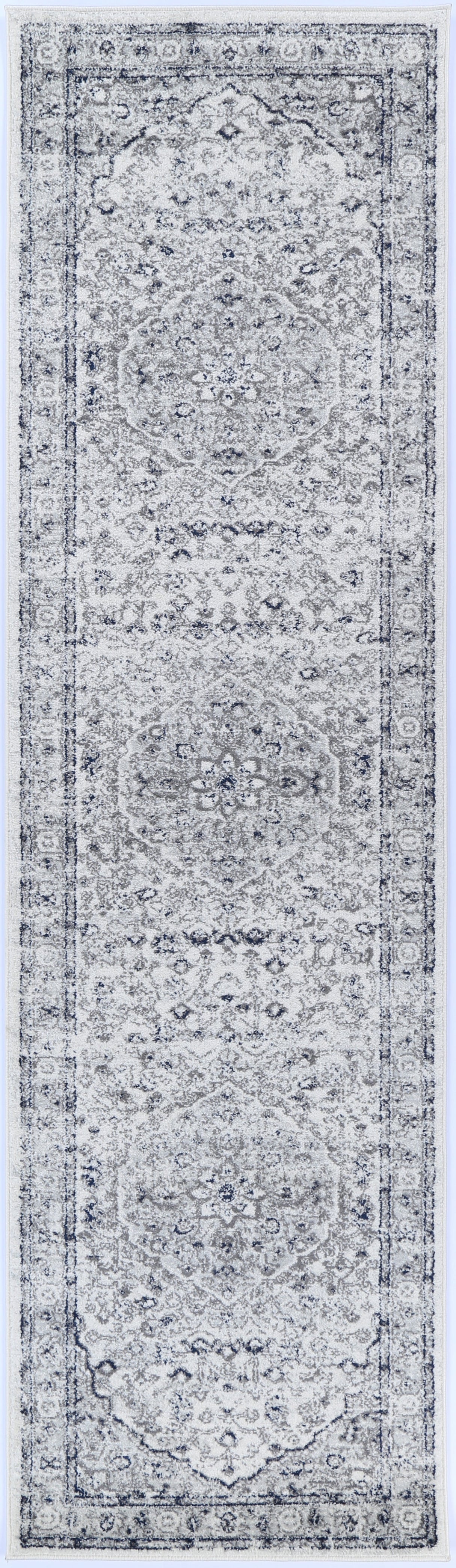 Ligures  Cream Navy Floral Rug