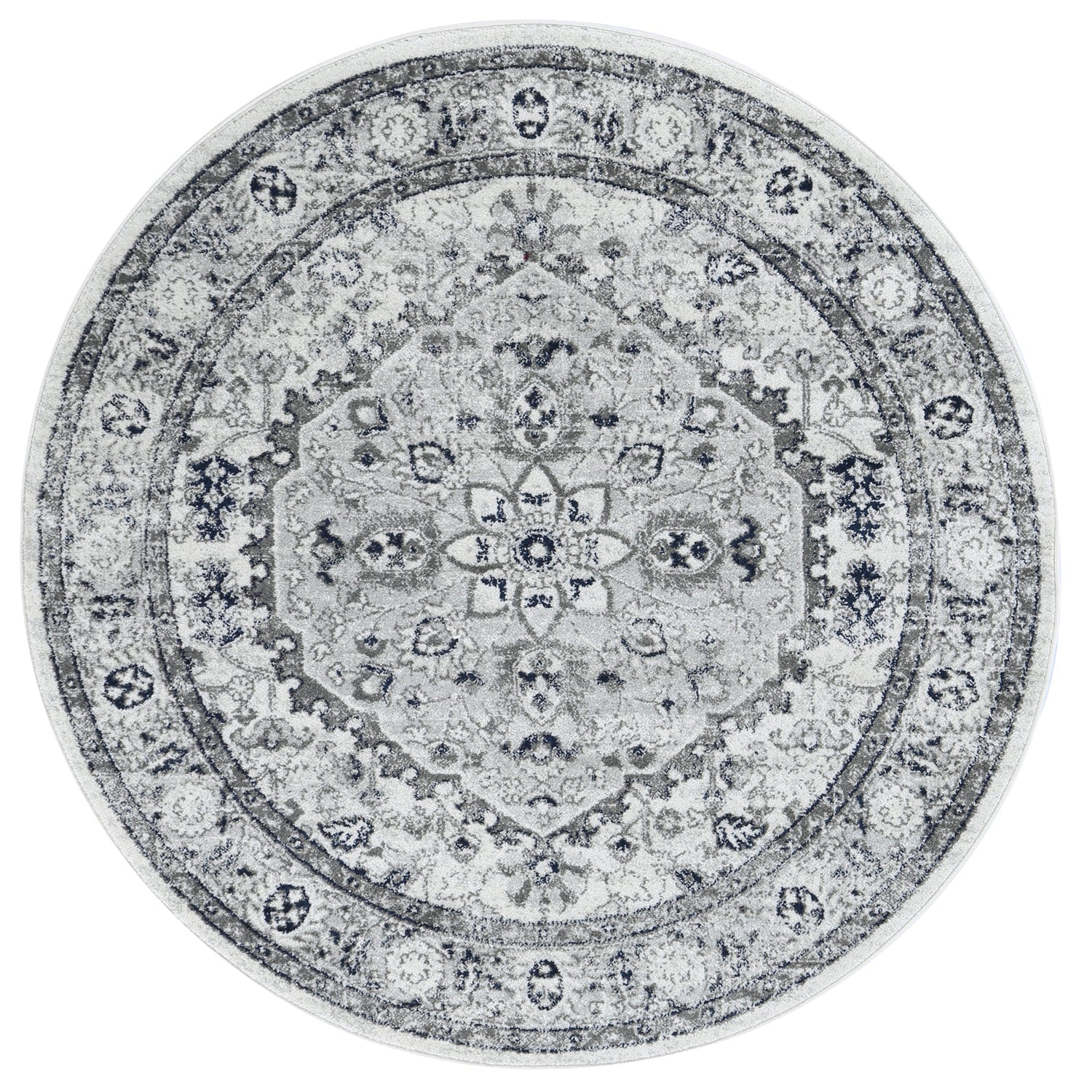 Ligures  Cream Navy Floral Rug