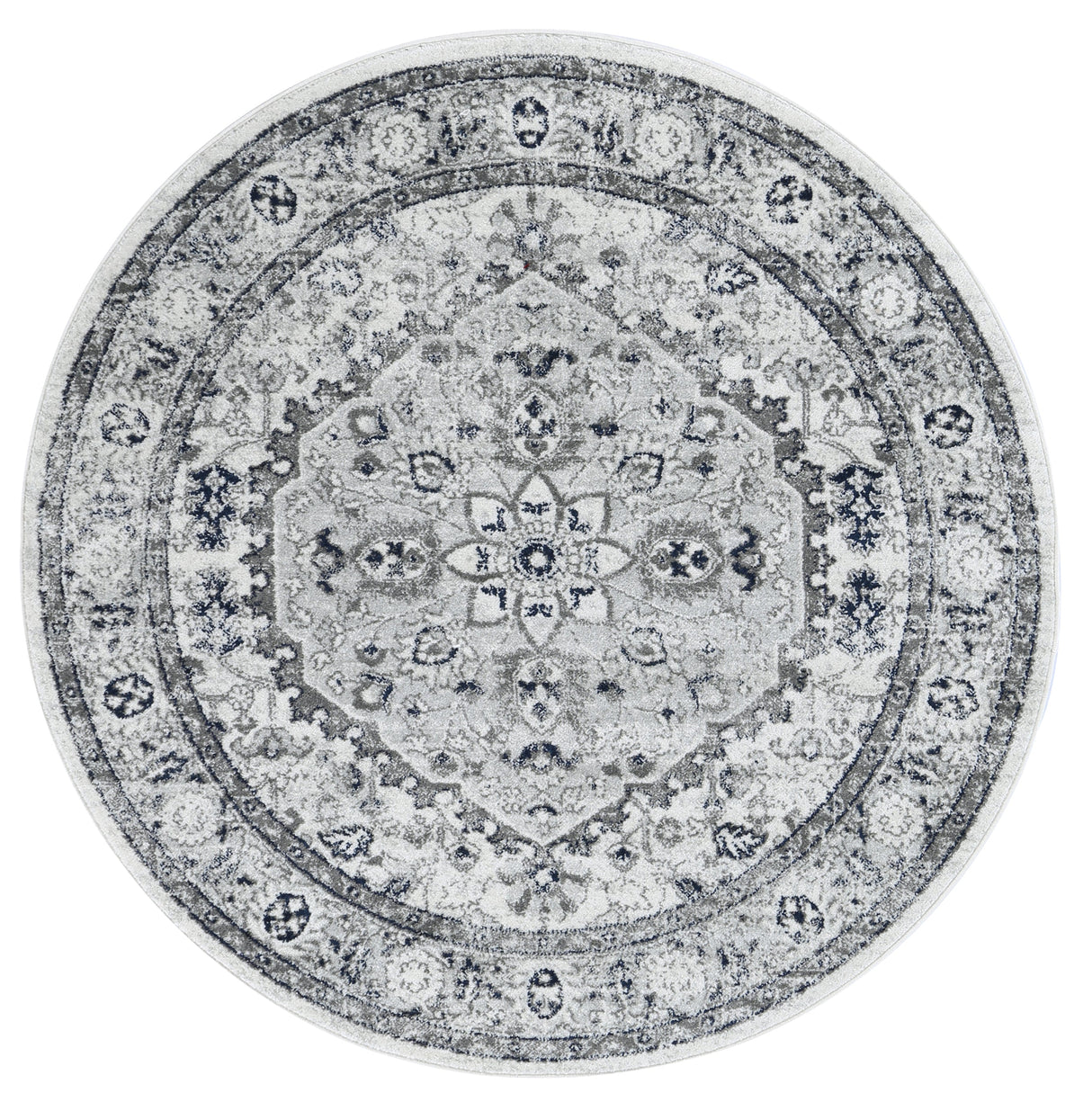Ligures  Cream Navy Floral Rug
