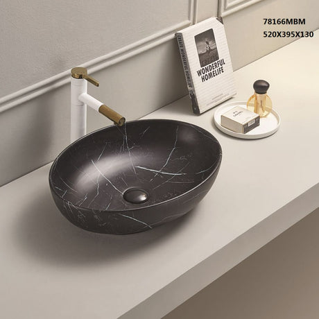 poseidon-oval-matte-black-carrara-basin-520mm-x-395mm-x-130mm