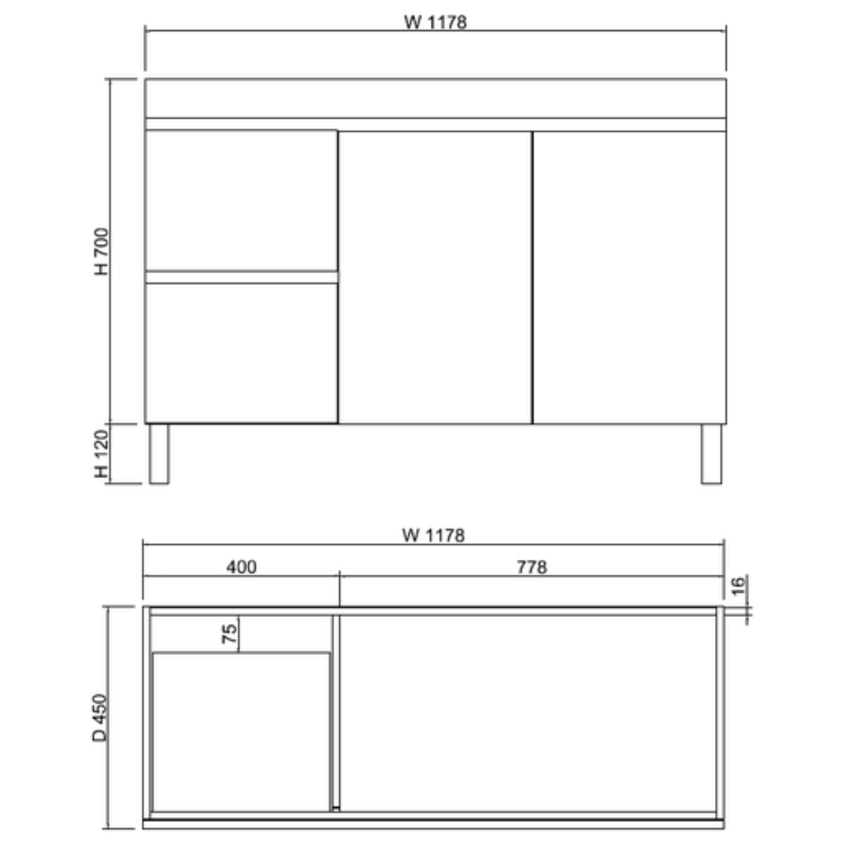 ABS MFL2 Light American Oak Freestanding Single Bowl Vanity 1200mm