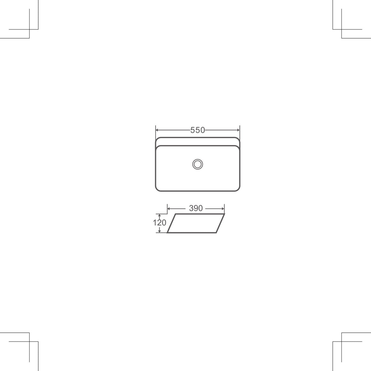 Above Counter Rectangular Basin 550x390mm