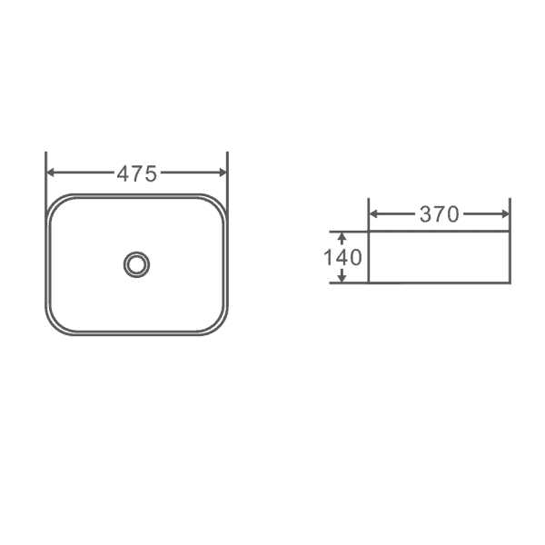QTRO 48 Above Counter Basin (Rectangle: 475x370x140)
