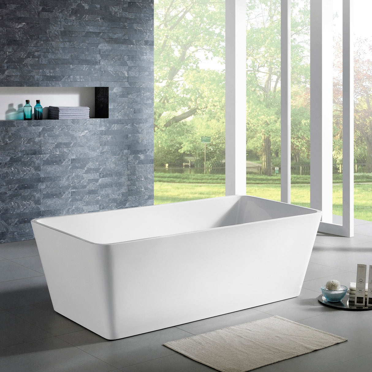 Qubist Freestanding Bathtub with Non-Overflow (Gloss White) (1400/1500/1700mm) - Clearance