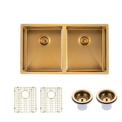 AQU Brushed Brass Kitchen Sink set (820x457x230)