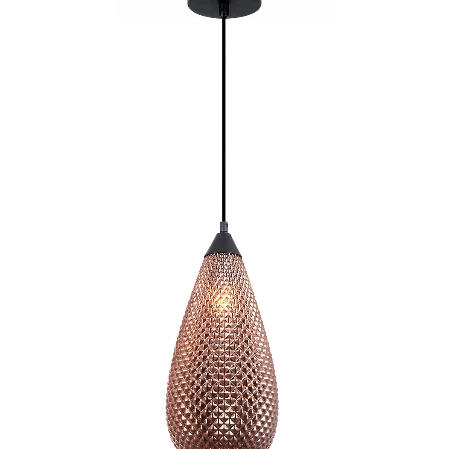 RICTUS: Bohemian Glass with Quadrilateral Segments Tear Drop Shape Pendant Lights