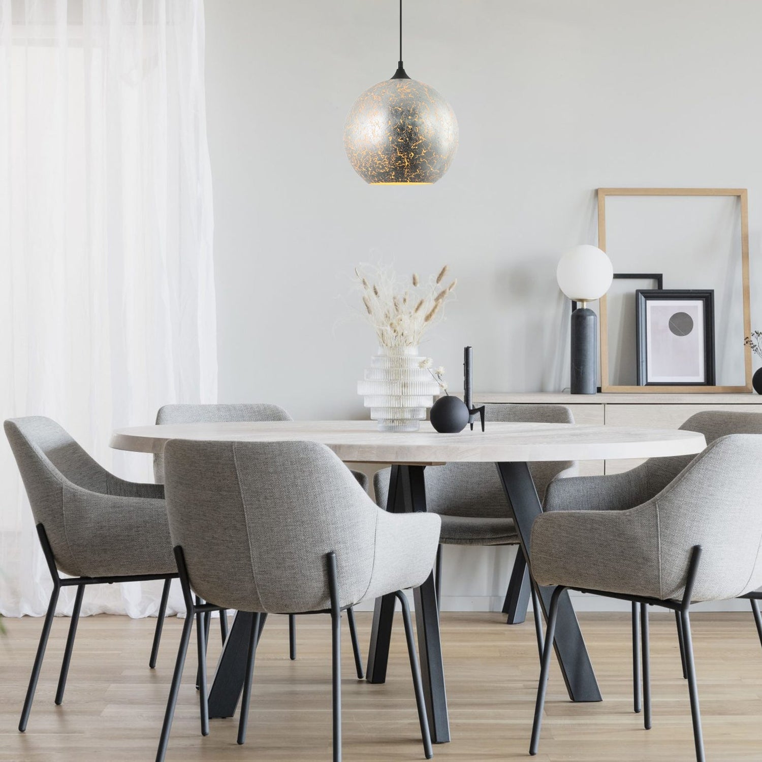 ROCHE: Interior Wine Glass Shape Matt Gold / Chrome Glass Pendant Lights