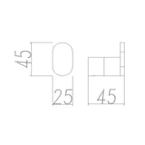 RUSHY Round Robe Hook - Brushed Nickel Technical Drawing
