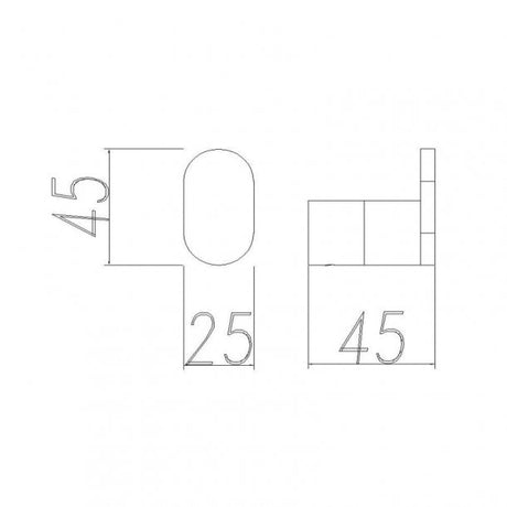 RUSHY Round Robe Hook - Chrome Technical Drawing