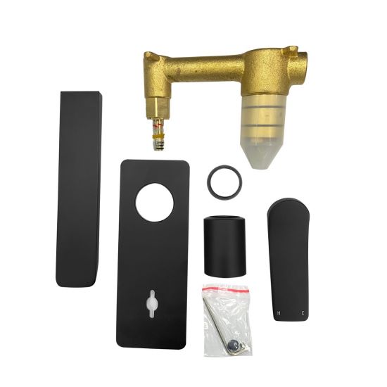 RUSHY Square Wall Mixer With Spout - Black