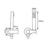 AQU Round Hand Shower Rail With Handheld Shower - Brushed Gun Metal Technical Drawing