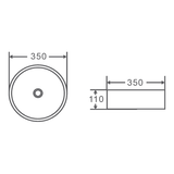 SASSO Counter Top Basin Touchline White (Round: 350x350x110)