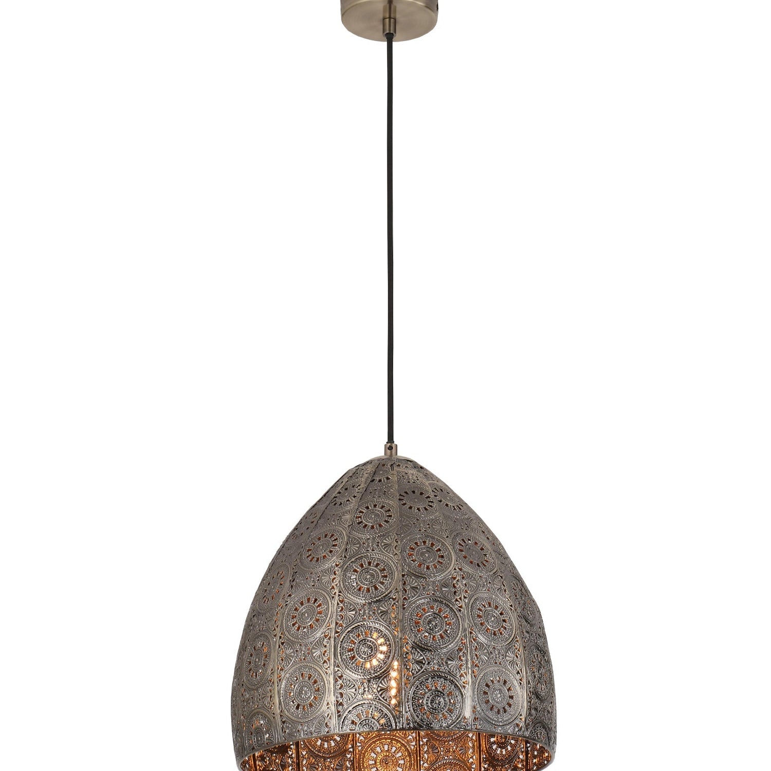 SARI: Bohemian Interior Embossed Ellipse Aged Brass Steel Ombre Pendant Light